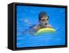 9 Year Old Boy Swimming in Pool, Kiamesha Lake, New York, USA-Paul Sutton-Framed Stretched Canvas