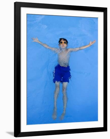 9 Year Old Boy Swimming in Pool, Kiamesha Lake, New York, USA-Paul Sutton-Framed Photographic Print