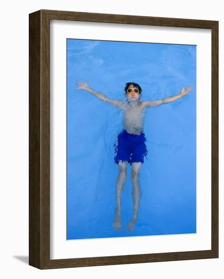 9 Year Old Boy Swimming in Pool, Kiamesha Lake, New York, USA-Paul Sutton-Framed Photographic Print