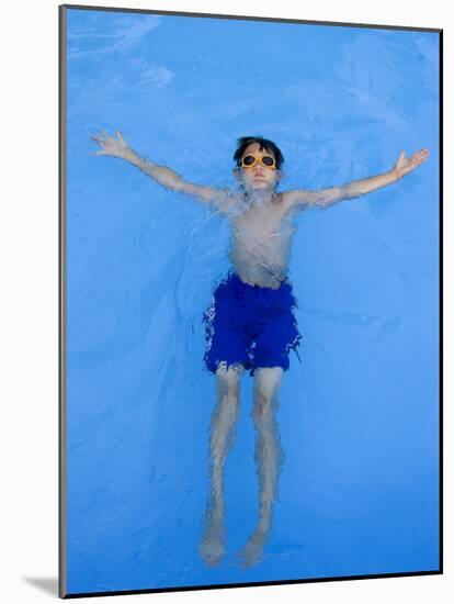 9 Year Old Boy Swimming in Pool, Kiamesha Lake, New York, USA-Paul Sutton-Mounted Photographic Print