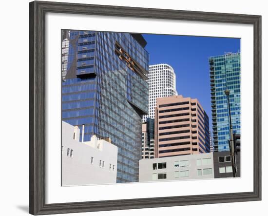 900 Figueroa Tower on the Left in Downtown Los Angeles, California, USA-Richard Cummins-Framed Photographic Print