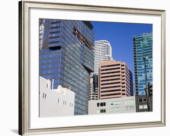 900 Figueroa Tower on the Left in Downtown Los Angeles, California, USA-Richard Cummins-Framed Photographic Print