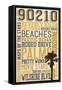 90210, California - Typography-Lantern Press-Framed Stretched Canvas