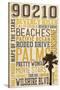 90210, California - Typography-Lantern Press-Stretched Canvas