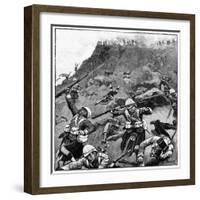 92nd Gordon Highlanders in Retreat, Battle of Majuba Hill, 1st Boer War, 26-27 February 1881-Richard Caton Woodville II-Framed Giclee Print