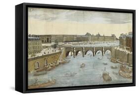 93ème vue du pont neuf, du côté du pont Saint-Michel à Paris-null-Framed Stretched Canvas
