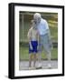 96 Year Old Grandfather with 9 Year Old Grandson at Poolside, Kiamesha Lake, New York, USA-Paul Sutton-Framed Photographic Print