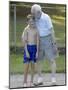 96 Year Old Grandfather with 9 Year Old Grandson at Poolside, Kiamesha Lake, New York, USA-Paul Sutton-Mounted Photographic Print