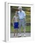 96 Year Old Grandfather with 9 Year Old Grandson at Poolside, Kiamesha Lake, New York, USA-Paul Sutton-Framed Photographic Print