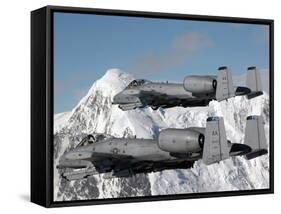 A-10 Thunderbolt II's Fly Over Mountainous Landscape-Stocktrek Images-Framed Stretched Canvas