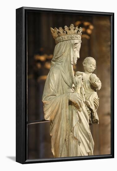 A 14th century Virgin and Child statue in Notre Dame cathedral, France-Godong-Framed Photographic Print