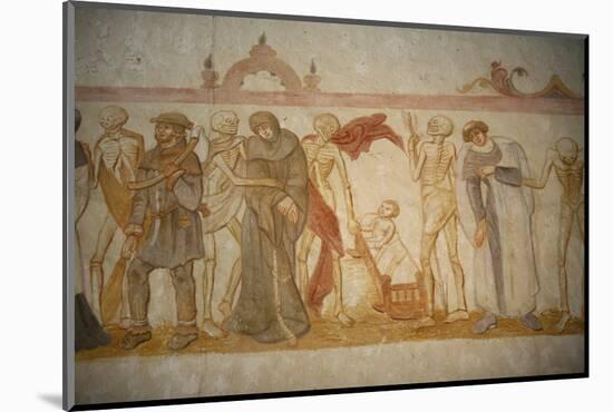 A 15th century fresco depicting a death dance, La Ferte-Loupiere, Yonne, France-Godong-Mounted Photographic Print