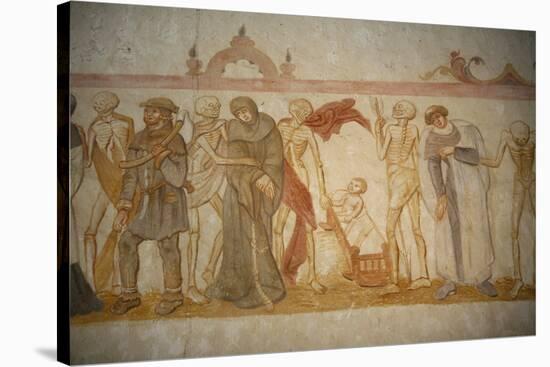 A 15th century fresco depicting a death dance, La Ferte-Loupiere, Yonne, France-Godong-Stretched Canvas