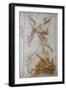 A 15th century fresco depicting St. Michael slaying a dragon, La Ferte Loupiere, Yonne, France-Godong-Framed Photographic Print