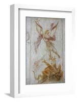 A 15th century fresco depicting St. Michael slaying a dragon, La Ferte Loupiere, Yonne, France-Godong-Framed Photographic Print