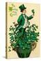A 1910 Vintage St. Patrick's Day Greeting Card Illustration of an Irish Man Showing 'The Wearing Of-Victorian Traditions-Stretched Canvas