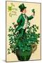 A 1910 Vintage St. Patrick's Day Greeting Card Illustration of an Irish Man Showing 'The Wearing Of-Victorian Traditions-Mounted Photographic Print