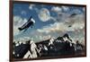 A 1930S Dh 82 Tiger Moth Biplane Encounters a Group of Ufo'S-null-Framed Art Print