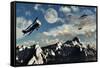 A 1930S Dh 82 Tiger Moth Biplane Encounters a Group of Ufo'S-null-Framed Stretched Canvas