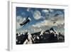 A 1930S Dh 82 Tiger Moth Biplane Encounters a Group of Ufo'S-null-Framed Art Print