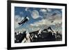 A 1930S Dh 82 Tiger Moth Biplane Encounters a Group of Ufo'S-null-Framed Art Print