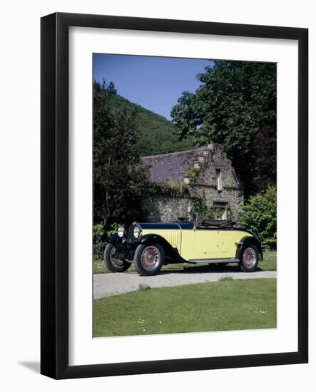 A 1934 Bugatti Type 46 Outside a Cottage-null-Framed Photographic Print