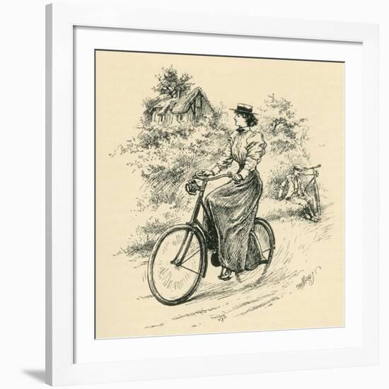 A 19th Century Female Cyclist, from the Strand Magazine Published 1897-null-Framed Giclee Print