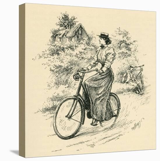 A 19th Century Female Cyclist, from the Strand Magazine Published 1897-null-Stretched Canvas