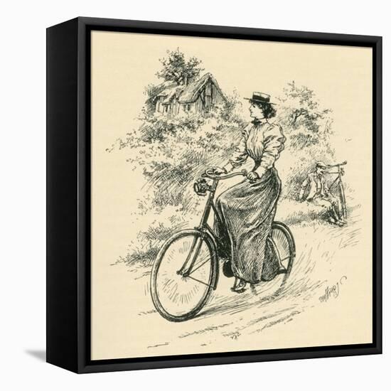 A 19th Century Female Cyclist, from the Strand Magazine Published 1897-null-Framed Stretched Canvas