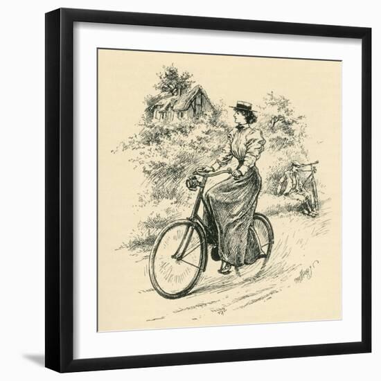 A 19th Century Female Cyclist, from the Strand Magazine Published 1897-null-Framed Giclee Print