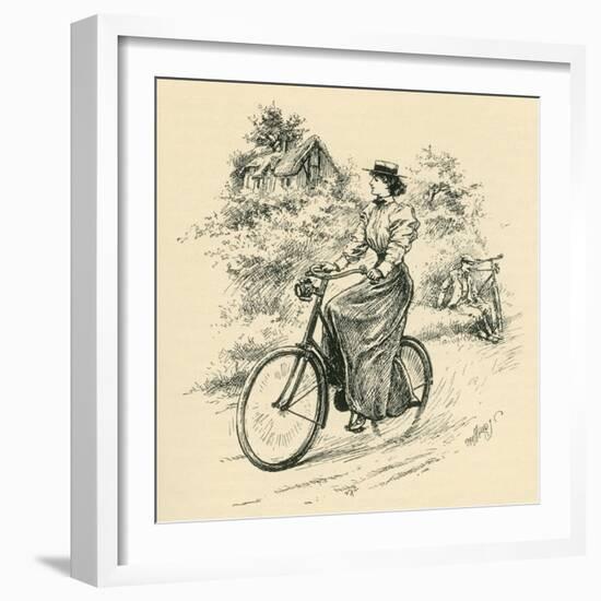 A 19th Century Female Cyclist, from the Strand Magazine Published 1897-null-Framed Giclee Print