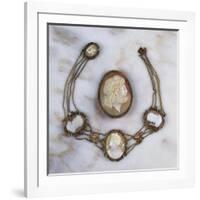 A 19th Century Oval Shell Cameo, and an Early 19th Century Three-Colour Gold-Mounted Cameo Necklace-null-Framed Giclee Print