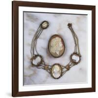 A 19th Century Oval Shell Cameo, and an Early 19th Century Three-Colour Gold-Mounted Cameo Necklace-null-Framed Giclee Print