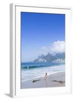 A 20-25 Year Old Young Brazilian Woman on Ipanema Beach with the Morro Dois Irmaos Hills-Alex Robinson-Framed Photographic Print