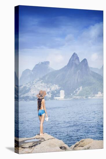 A 20-25 Year Old Young Brazilian Woman Standing on the Arpoador Rocks-Alex Robinson-Stretched Canvas