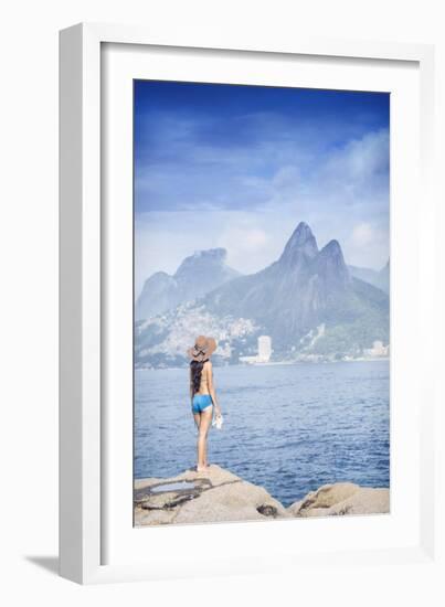 A 20-25 Year Old Young Brazilian Woman Standing on the Arpoador Rocks-Alex Robinson-Framed Photographic Print