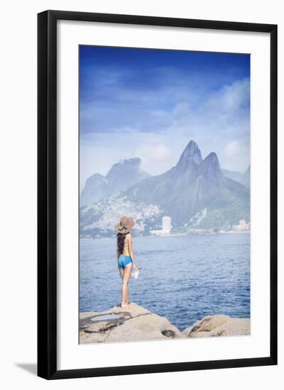 A 20-25 Year Old Young Brazilian Woman Standing on the Arpoador Rocks-Alex Robinson-Framed Photographic Print