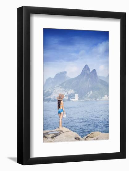 A 20-25 Year Old Young Brazilian Woman Standing on the Arpoador Rocks-Alex Robinson-Framed Photographic Print