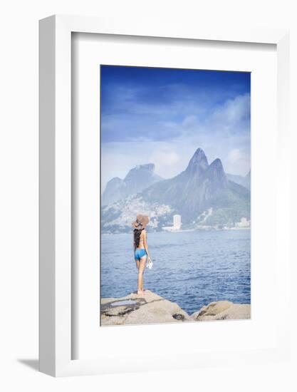 A 20-25 Year Old Young Brazilian Woman Standing on the Arpoador Rocks-Alex Robinson-Framed Photographic Print