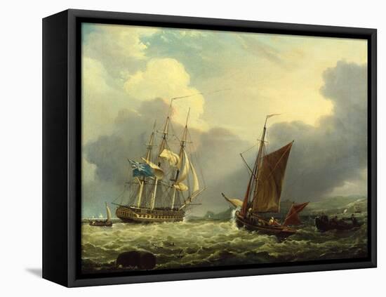 A 36 Gun Frigate off the Coast of Devon-George Webster-Framed Stretched Canvas