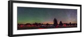 A 360 Degree Panorama with Aurora and Bands of Airglow at a Summer Star Party-null-Framed Photographic Print