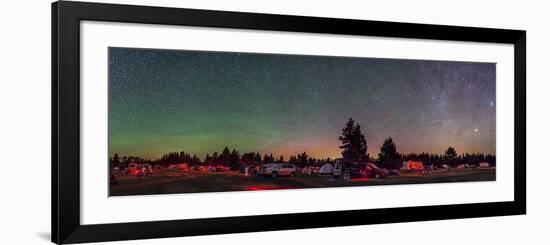 A 360 Degree Panorama with Aurora and Bands of Airglow at a Summer Star Party-null-Framed Photographic Print