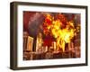 A 3D Conceptual Image of a Stealth Bomber Nuking a City-Stocktrek Images-Framed Photographic Print