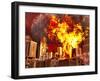 A 3D Conceptual Image of a Stealth Bomber Nuking a City-Stocktrek Images-Framed Photographic Print