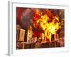 A 3D Conceptual Image of a Stealth Bomber Nuking a City-Stocktrek Images-Framed Photographic Print