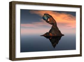 A 3D Conceptual Image of the World at Your Fingertips-null-Framed Art Print