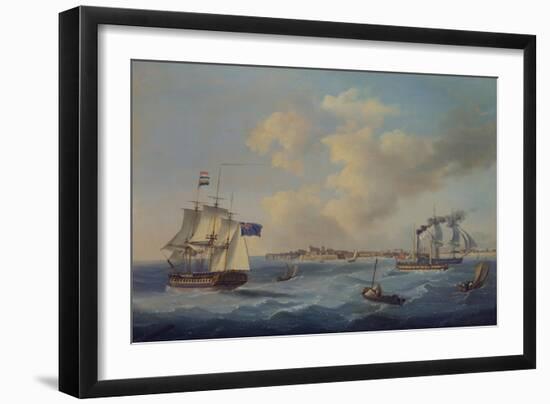 A 44-Gun Frigate, a Passenger Paddle-Steamer and Other Shipping Off St. Peter Port, Guernsey-John Thomas Serres-Framed Giclee Print