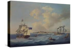 A 44-Gun Frigate, a Passenger Paddle-Steamer and Other Shipping Off St. Peter Port, Guernsey-John Thomas Serres-Stretched Canvas