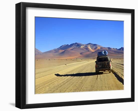 A 4x4 on the Southwest Circuit Tour, Rio Blanco, Bolivia, South America-Simon Montgomery-Framed Photographic Print