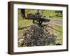 A .50 Caliber Browning Machine Gun with a Pile of Spent Cases and Links-Stocktrek Images-Framed Photographic Print